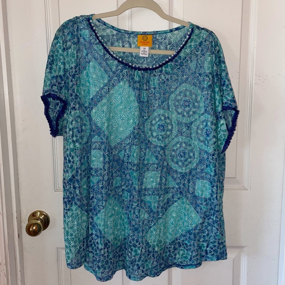Ruby Road blue and teal blouse